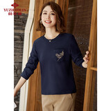 俞兆林中老年女装长袖T恤女气质妈妈刺绣打底衫婆婆衣服 Y143T2014