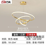 古镇灯具中山灯具大全2026新款全屋北欧餐厅灯吊灯圆环三圈灯客厅餐桌吧台 金三环20+40+60【三色变光】 高效节能LED