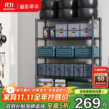 溢彩年华 置物架落地多层仓储货架层架家用阳台储物架厨房收纳架子2805BK