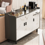 柯诺苏茶水柜餐边柜子储物柜客厅靠墙置物柜轻奢茶柜置物架收纳柜备餐柜 【三门一抽】大理石色120*40*93