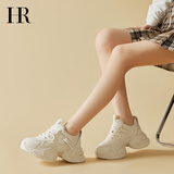 赫莲娜（HR）老爹鞋女2025春季新款女鞋百搭厚底内增高透气运动跑步休闲鞋子女 JD精选-米白色 38
