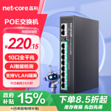 磊科（netcore）SG2010P 10口千兆POE交换机 企业级家用宿舍监控网络网线分线器 兼容百兆 金属机身 