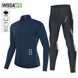 沃萨维（WOSAWE）春夏季公路车薄款长袖自行车骑行服高弹透气速干山地车短袖上衣男 【初适】宝蓝色长袖+骑行长裤 3XL （适合95KG以上）