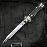 意大利黑手党AKC户外战术侧开折叠刀高硬度折刀野外便携防身刀具 黑手党ACK侧开【黑檀木手柄】 21cm-小于60°【赠战术尼龙刀套】