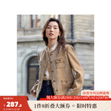 茵曼（INMAN）法式小香风短外套2024秋冬女新款长袖洋气小个子休闲夹克上衣 浅驼色 S