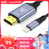 毕亚兹 Lightning转HDMI线 苹果手机同屏线 竖屏/横屏 ipad同屏线 iPhone接电视显示器投影连接线 1.8米