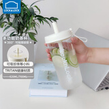 乐扣乐扣（LOCK&LOCK）奶茶杯塑料杯吸管杯便携提手水杯女果汁咖啡杯 白色-700ML