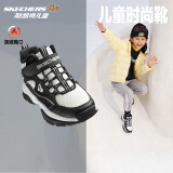 Skechers斯凯奇男女童棉鞋儿童雪地靴冬季厚实保暖中帮大童二棉鞋8701648L 鞋口加绒/白色/黑色/WBK 37