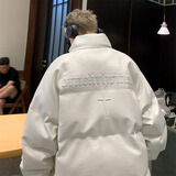 橙八美式PU皮棉服男外套男女同款秋冬季加厚棉衣羽面包绒服棉袄男士 M6610白色（钢印款） 4XL （建议体重180斤-220斤）