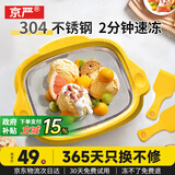京严【德国品质丨2分钟速冻】炒酸奶机 炒冰机家用儿童自制炒酸奶冰淇淋机免插电炒冰盘神器 趣味黄【循环注水+干净卫生】炒冰机 304不锈钢丨30天免费试用丨赠冰铲