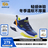 Skechers斯凯奇童鞋男女童棉鞋冬季防滑儿童加绒运动鞋中帮棉靴302527L 男童-不加绒/蓝色/多彩色/BLMT 33.5码