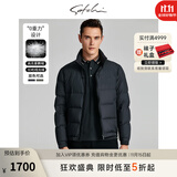 沙驰鹅绒羽绒服秋冬新款立领厚款宽松休闲保暖外套男【进口三防面料】 蓝灰 M (48)