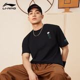 李宁（LI-NING）短袖T恤男女情侣装夏季棉质宽松潮流印花梅开二度百搭文化衫体恤