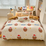 多兰诗（Duolanshi）春秋加厚磨毛四件套 ins四件套花卉田园风格床单被套四件套 曲奇饼干 2.0米 床单款 被套200*230 四件套