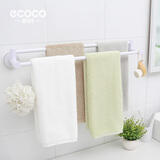 ecoco意可可双杆毛巾架免打孔卫生间浴室吸盘挂架浴巾杆北欧简约创意置物架子 双杆（白）- 65cm