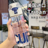 Jidaocooktritan学生水杯子高颜值塑料杯子男女儿童上学专用运动水杯可爱杯 白色【带滤网茶隔】 550ml tritan材质学生水杯