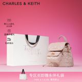 CHARLES&KEITH24春季新品菱格大容量柔软多用背包包女包双肩包女士CK2-60151400 粉红色Pink S