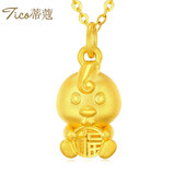 蒂蔻（Tico）新年礼物本命年足金十二生肖黄金吊坠鸡项链3D硬金鸡生肖挂坠