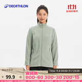 迪卡侬（DECATHLON）保暖户外抓绒衣外套男女运动宽松秋摇粒绒外套冲锋衣内胆 女款-全拉链-苍穹绿 M