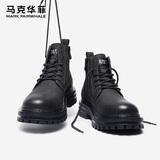 马克华菲马丁靴男士2025秋冬季棉鞋黑色高帮秋冬靴子男款 灰黑 43