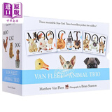 Moo Cat Dog 家畜猫狗 大厚开本纸板触摸操作书3册盒装 英文原版 幼儿启蒙认识 立体书 启蒙大师Matthew Van Flee