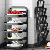 奥的  厨房配菜架配菜盘置物架备菜架家用多功能火锅备菜专用菜盘托盘 黑色五层（壁挂款）