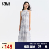 森马（Semir）观园吉联名连衣裙女肌理国风夏2024收腰宽松挂脖长裙109324114021