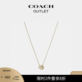 蔻驰（COACH）奥莱女士连锁式开口圆环珍珠吊坠项链 金色/珍珠白色