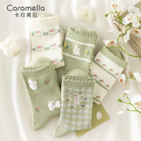 caramella秋冬季森系少女中筒袜新疆棉袜舒适可爱动物花卉女生袜子