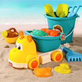 奥智嘉儿童沙滩戏水玩具套装户外玩沙铲子挖沙玩雪小熊工程车11件套