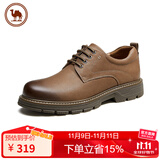 骆驼男士磨砂牛皮厚底增高舒适休闲工装鞋 P13A201013 黄棕 39