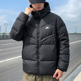 耐克（NIKE） 男装 冬季新款休闲运动服连帽防风保暖中长款运动羽绒服外套 DV1132黑色连帽/羽绒保暖 XL