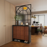 百意空间 中古风 玄关柜隔断屏风鞋柜一体柜小户型门口门厅柜客厅储物柜 流星5 长1000【ENF级】法橡胡桃