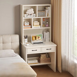 朗程实木芯书桌书架书柜组合一体学生儿童学习桌小户型卧室写字电脑桌 防污耐刮学习桌｜暖白色60*50*180cm 整装【到货安排专业师傅上门】