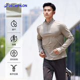 迪卡侬（DECATHLON）长袖t恤男训练服运动速干衣健身跑步上衣加绒RUNM 卡其色 M