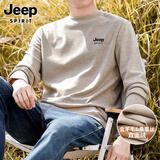 JEEP SPIRIT吉普男士蚕丝羊毛衫冬款加厚保暖圆领长袖秋衣防风锁温抗寒打底衫