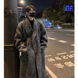 NEW OR MODE重磅韩系长款毛呢大衣男秋冬季潮牌宽松外套vibe高街休闲情侣风衣 深灰色 2XL