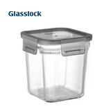 Glasslock韩国进口耐热钢化玻璃高筒保鲜盒汤粥碗微波炉加热燕麦杯 黑盖方高830ml(硅胶条易拆卸)