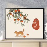 新品柿柿如意数字油画diy卧室床头挂画diy填色画画手绘中式装饰画 Z021 30*40实木内框+丙烯颜料+画笔