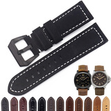 征途适配沛纳海疯马皮表带PAM111真皮表带男针扣441 359手表链配件 (黑色针扣)黑色磨砂皮 20mm
