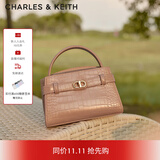 CHARLES&KEITH鳄鱼纹凯莉包手提斜挎婚包包女包生日礼物CK2-50270880-1 BLUSH浅红色 S