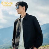 卡宾（CABBEEN）【十字纹提花】卡宾行政夹克男装秋季衬衫型翻领上衣高级衬衣外套 煤黑色01 2XL /185/54