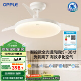 欧普（OPPLE）风扇灯吊扇灯护眼全光谱智控LED照明Ra95餐厅卧室灯包安装 冰风白