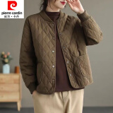 皮尔卡丹（pierre cardin）23年新款棉衣棉服女秋冬季菱格夹棉轻薄小棉袄新款装短款纯色外套 浅咖啡色 L 【建议110-120斤】