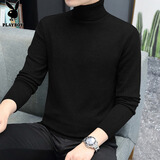 花花公子（PLAYBOY）毛衣男高领秋冬季针织衫男士外套男装保暖打底衫线衣服 黑色 L