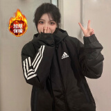 阿迪达斯（adidas）棉服男女同款 24冬季新款户外防风宽松保暖加厚三条纹运动服外套 经典大棉服/黑/热卖款 XL【180-185cm/170-180斤】