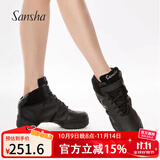 三沙（Sansha）运动舞蹈鞋女广场舞软底现代舞鞋爵士舞鞋真皮面两块底 B52LPI 黑色-猪LPI 37