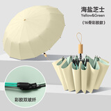 RAINLITE16骨双龙骨彩胶防晒雨伞女晴雨两用折叠伞防紫外线抗风便携遮阳伞 海盐芝士-16根双龙骨-彩胶防晒