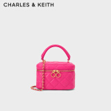 CHARLES&KEITH菱格链条盒子小方包手提包斜挎包包女包生日礼物CK6-80781893 Fuchsia紫红色 XS