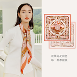 万事利真丝丝巾女桑蚕丝围巾披肩七夕礼物送妈妈生日礼88cm大方巾星语 星语粉色